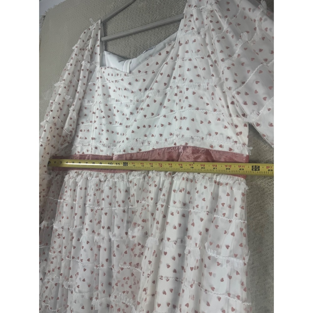 Ivy City Co Sweetheart Dress 4X White Pink Heart Mesh Ruffle Velvet Trim Plus - Picture 5 of 11